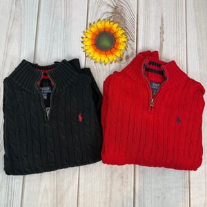 Polo Ralph Lauren Cable Knit Quarter Zip Sweater Bundle Kids L (14-16)